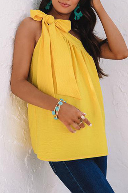 Tops de un solo hombro lisos y dulces de moda (5 colores)