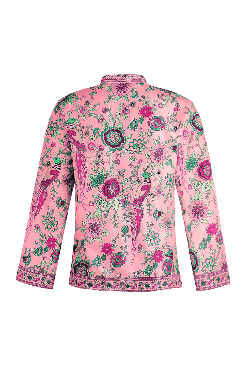Blusas de cuello mandarín con botones y patchwork con estampado urbano (9 colores)