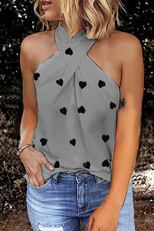 Tops halter con abertura y estampado urbano de moda (7 colores)