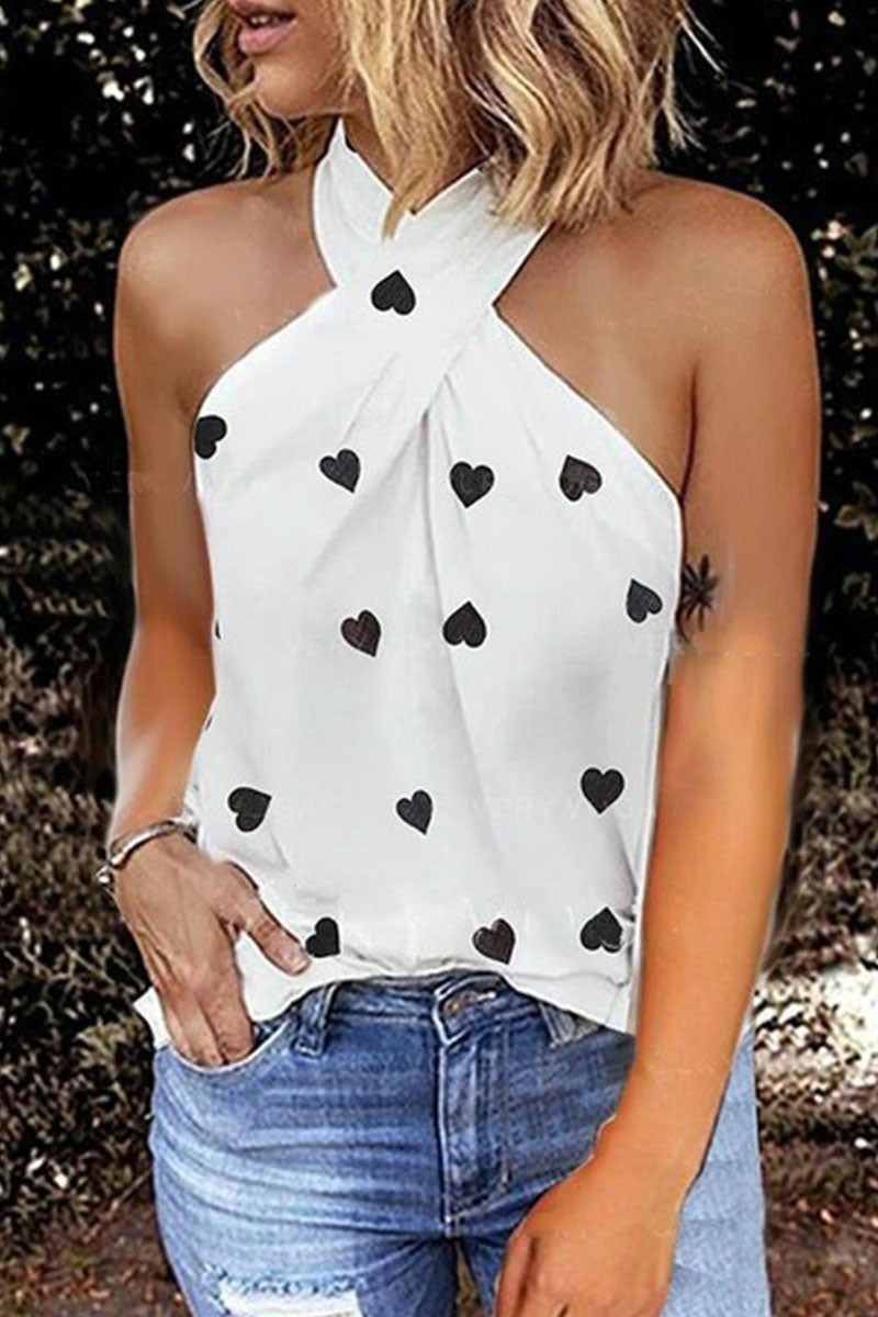 Tops halter con abertura y estampado urbano de moda (7 colores)