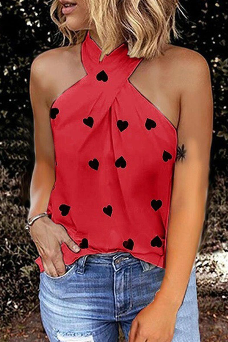 Tops halter con abertura y estampado urbano de moda (7 colores)