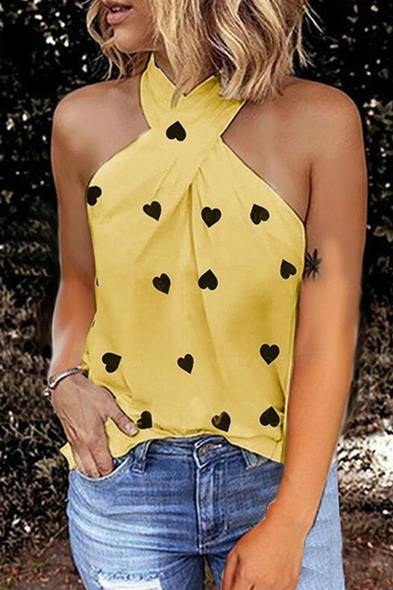 Tops halter con abertura y estampado urbano de moda (7 colores)