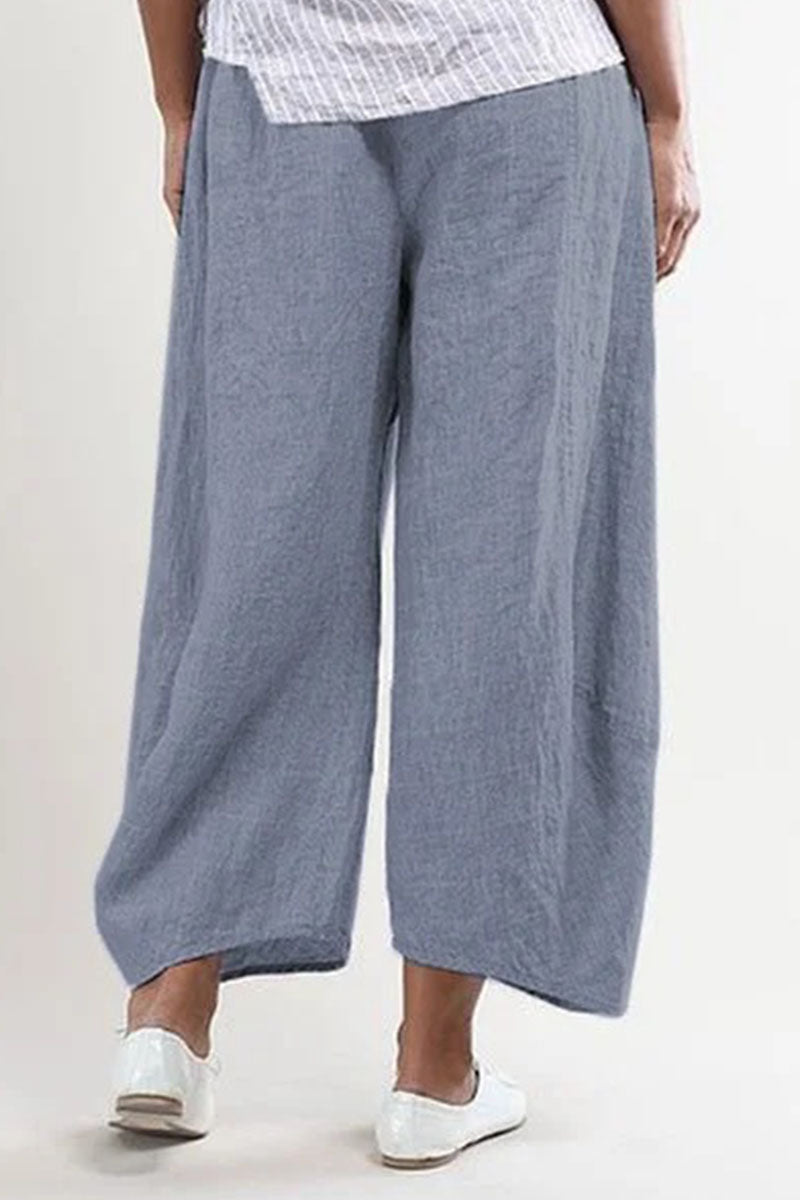 Pantalones casuales de moda con bolsillos sólidos, sueltos, de cintura media y pierna ancha (5 colores)