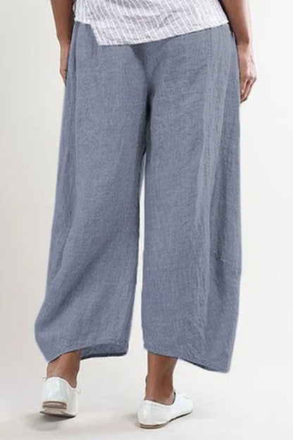 Pantalones casuales de moda con bolsillos sólidos, sueltos, de cintura media y pierna ancha (5 colores)