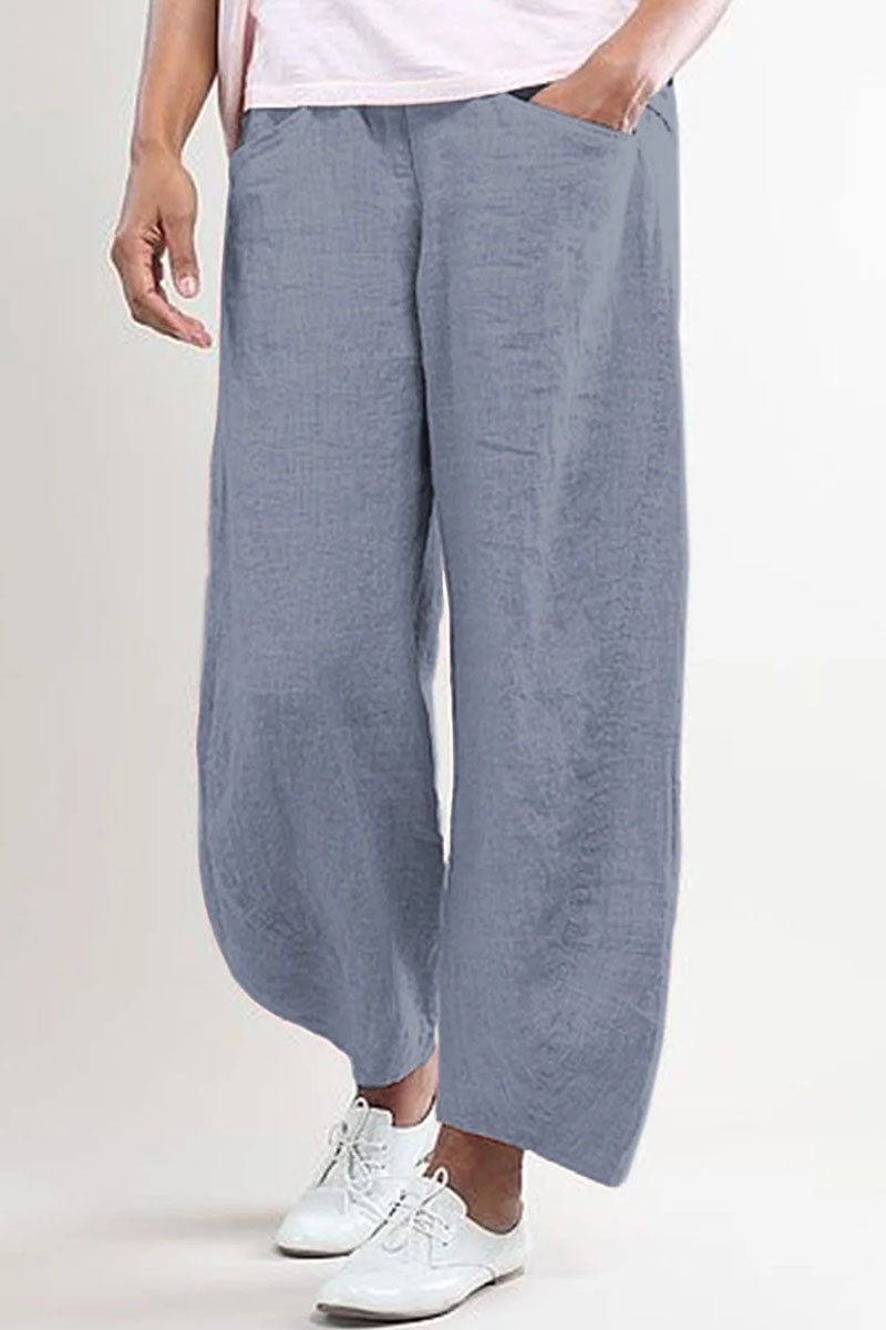 Pantalones casuales de moda con bolsillos sólidos, sueltos, de cintura media y pierna ancha (5 colores)