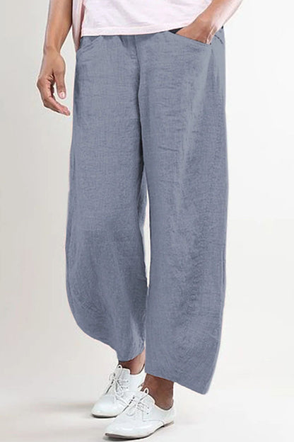Pantalones casuales de moda con bolsillos sólidos, sueltos, de cintura media y pierna ancha (5 colores)