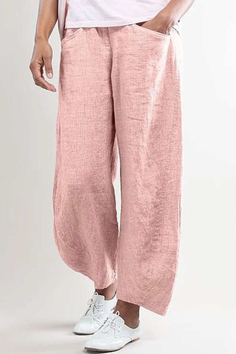 Pantalones casuales de moda con bolsillos sólidos, sueltos, de cintura media y pierna ancha (5 colores)