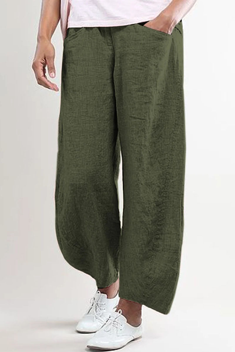 Pantalones casuales de moda con bolsillos sólidos, sueltos, de cintura media y pierna ancha (5 colores)