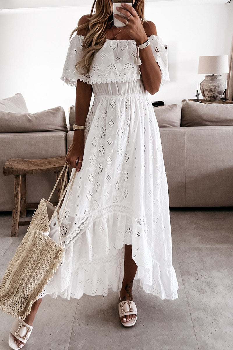 Vestidos de princesa con hombros descubiertos y patchwork liso de moda urbana