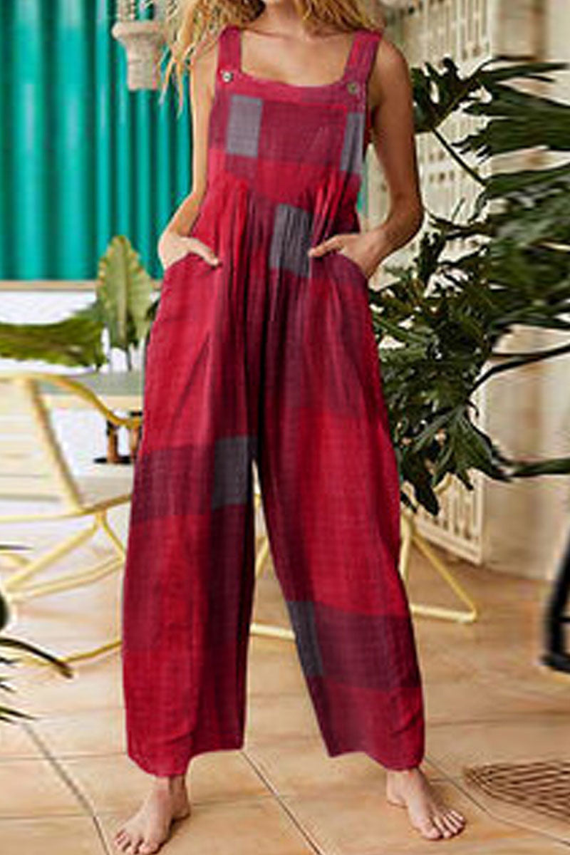 Monos holgados con tirantes finos y patchwork con estampado urbano de moda