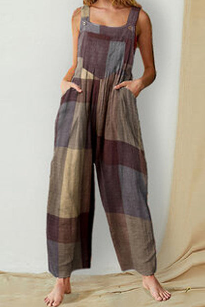 Monos holgados con tirantes finos y patchwork con estampado urbano de moda