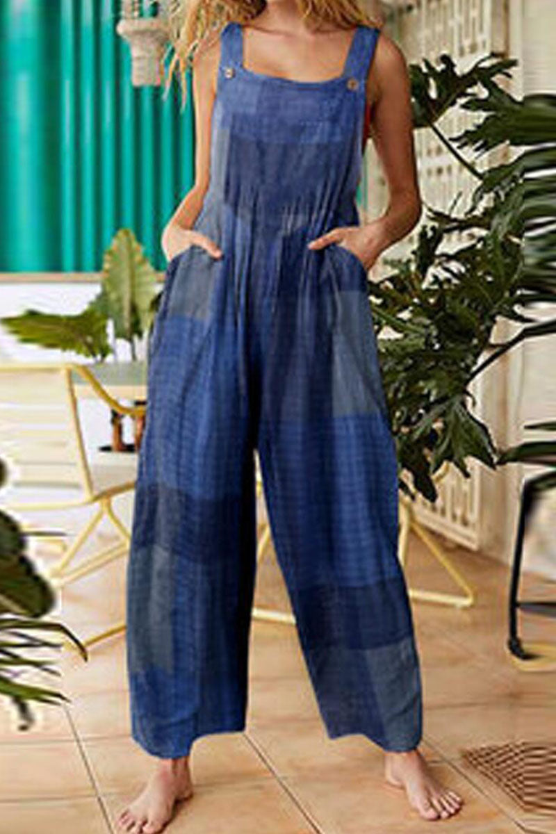 Monos holgados con tirantes finos y patchwork con estampado urbano de moda