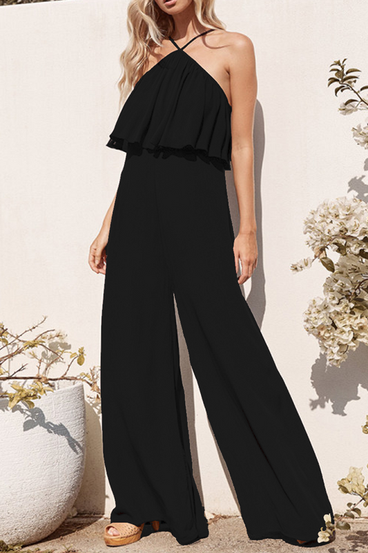 Mono elegante de moda con volantes y abertura en la parte delantera (3 colores)
