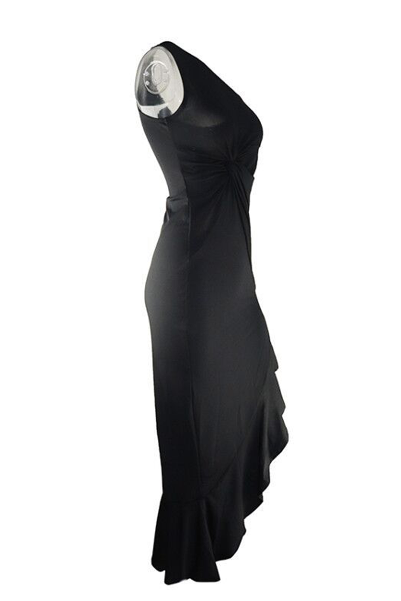 Elegante vestido de noche de un solo hombro con abertura y volantes (8 colores)