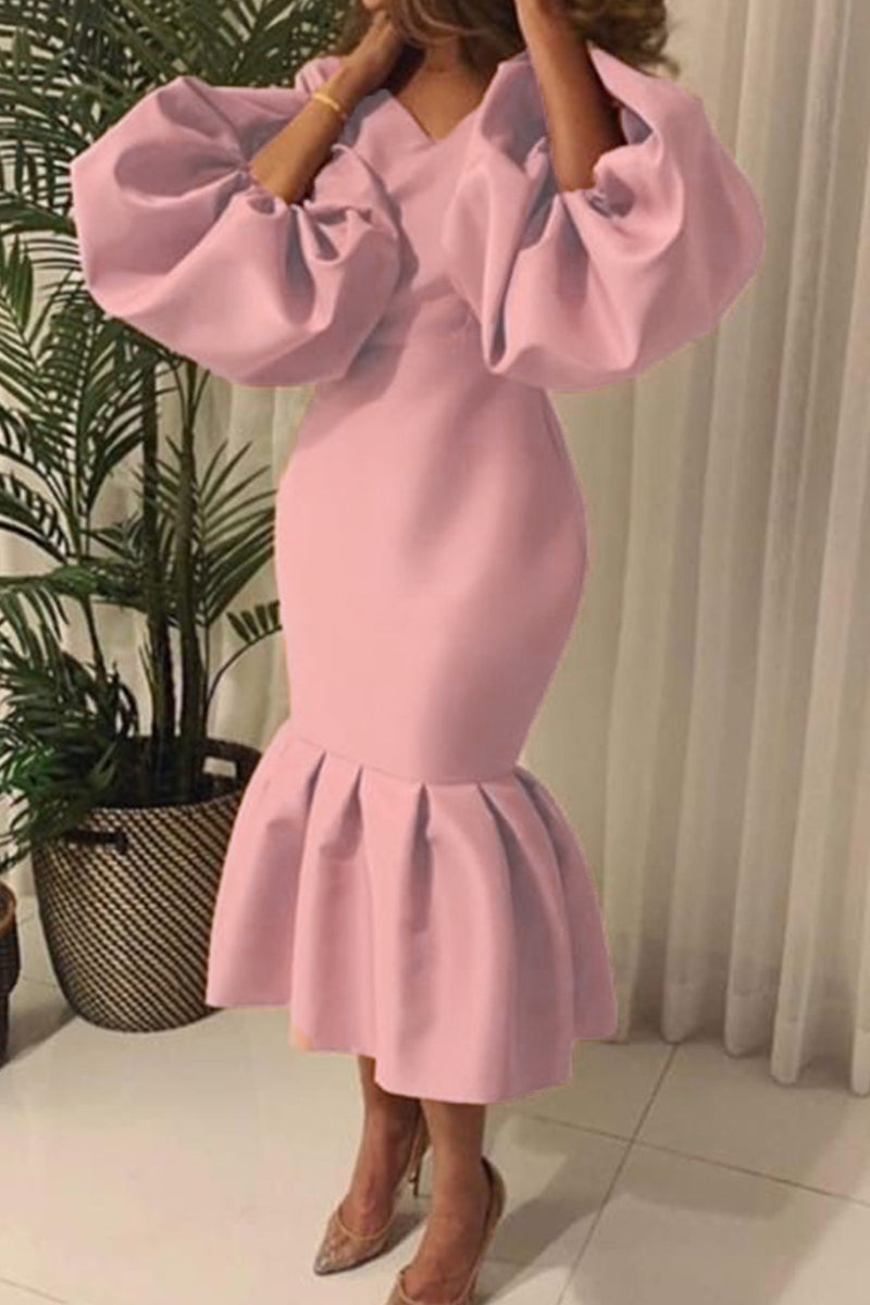 Vestido de noche sexy, liso, básico, con escote en V (6 colores)