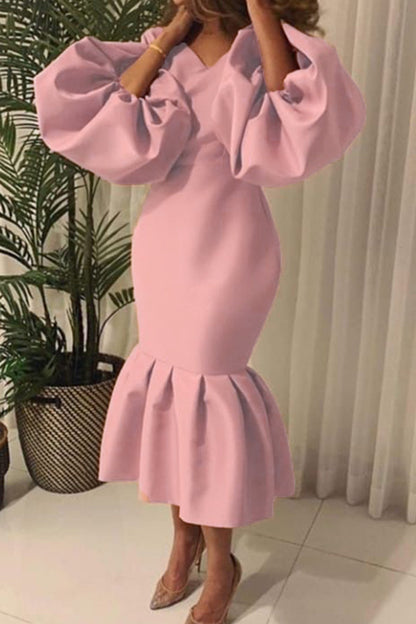Vestido de noche sexy, liso, básico, con escote en V (6 colores)