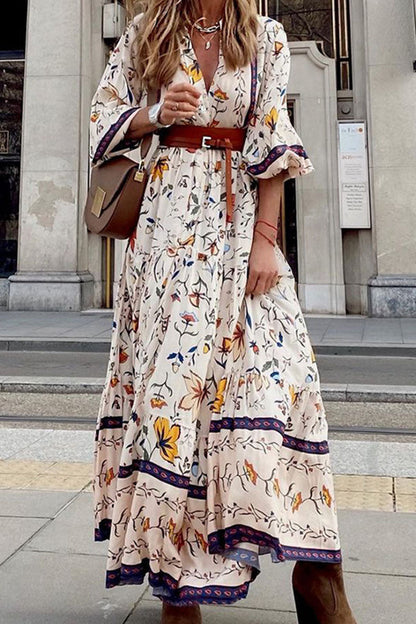 Vestidos de línea A con cuello en V y estampado de moda urbana