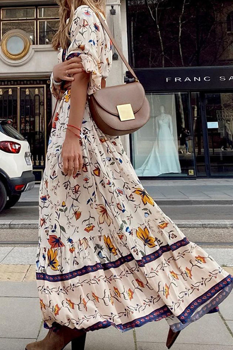 Vestidos de línea A con cuello en V y estampado de moda urbana