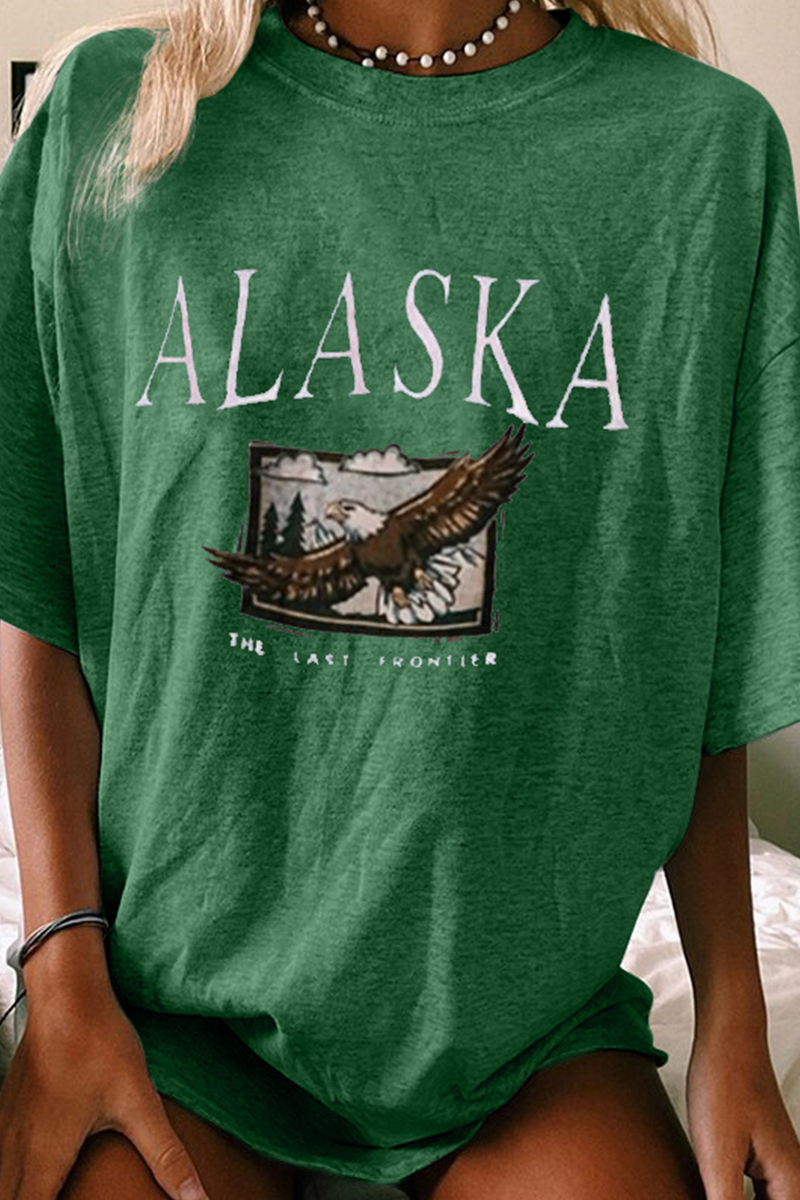 Camisetas básicas informales con cuello redondo y estampado de letras