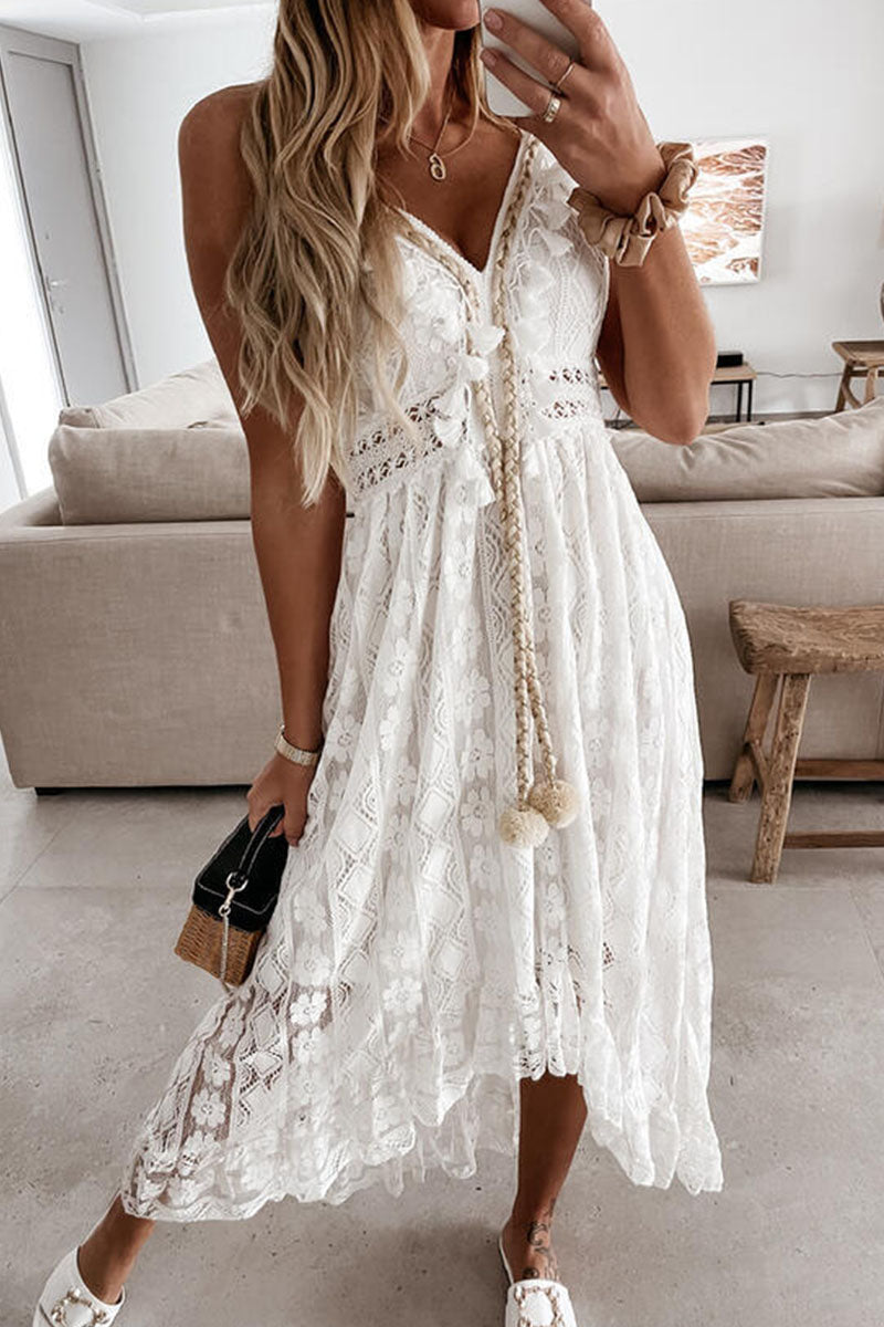 Vestidos irregulares con cuello en V y patchwork liso de moda urbana