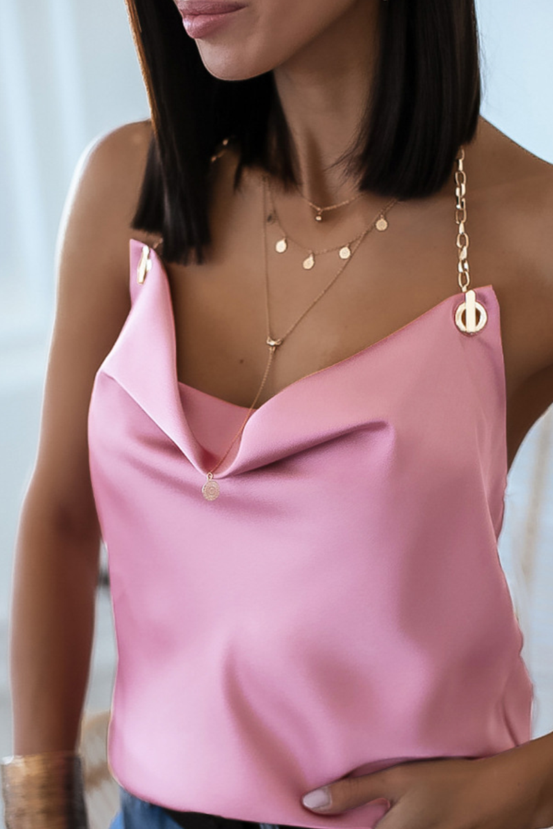 Tops halter con cadenas sólidas de moda (8 colores)