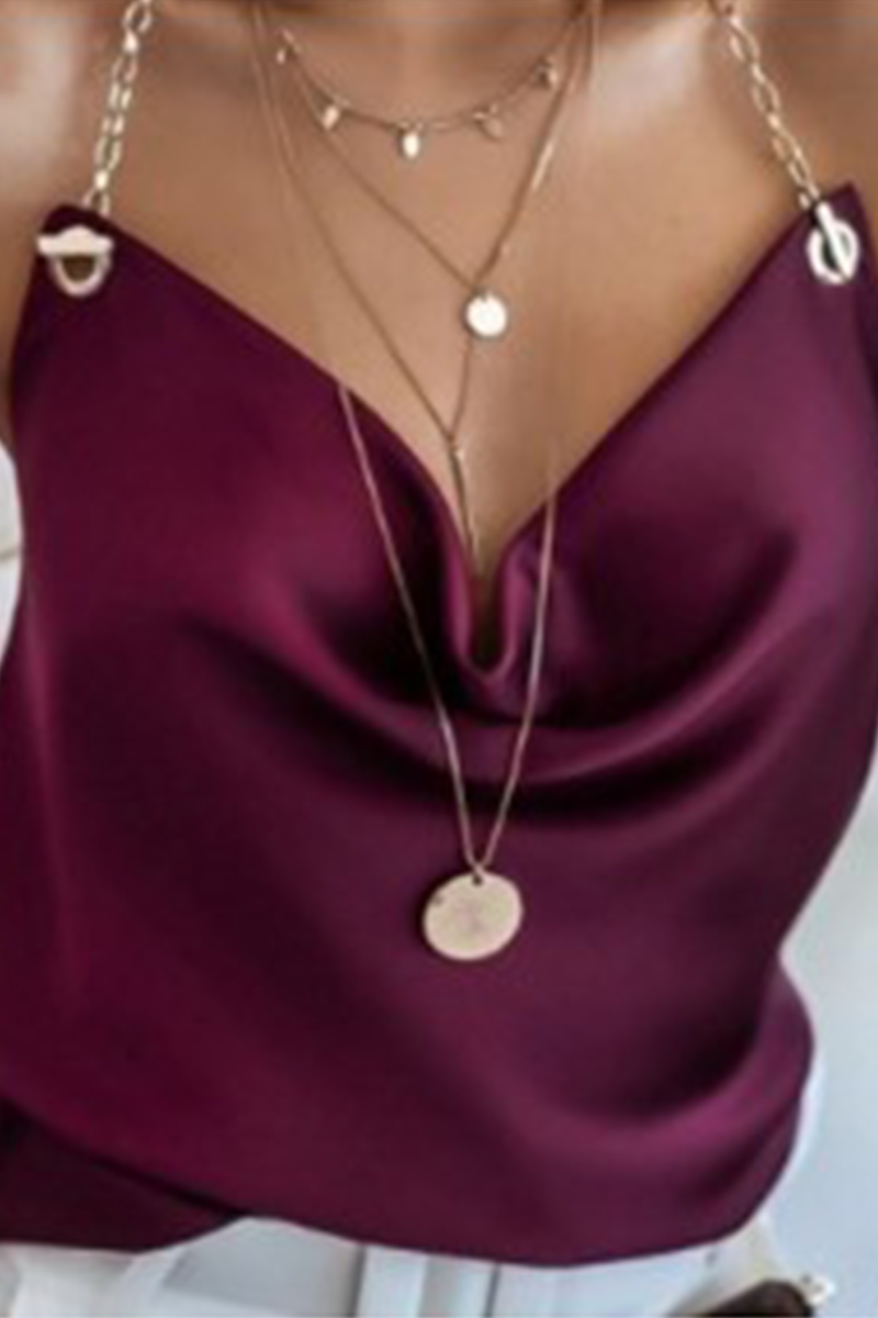 Tops halter con cadenas sólidas de moda (8 colores)