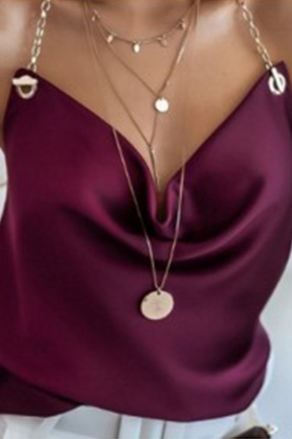 Tops halter con cadenas sólidas de moda (8 colores)