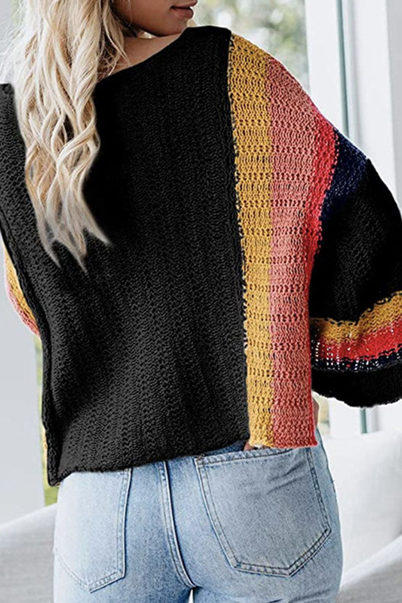 Fashion Solid Split Joint O Neck Tops