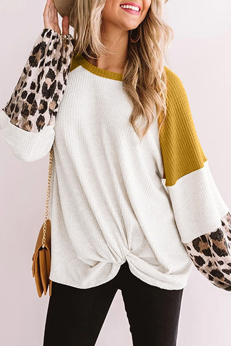 Tops casuales con cuello redondo y abertura en la articulación (3 colores)