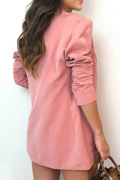 Conjunto informal liso con lazo y cuello vuelto, tres piezas (12 colores)
