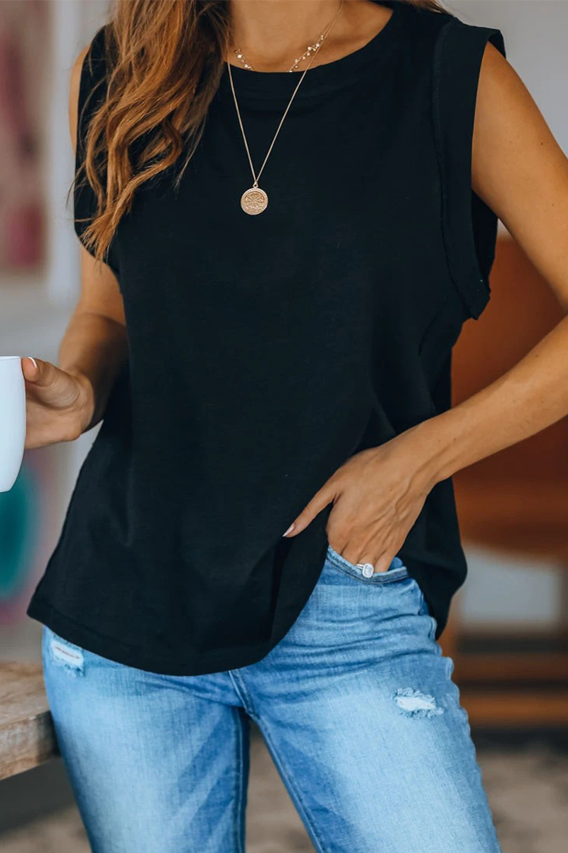Camisetas básicas informales lisas de cuello redondo (4 colores)