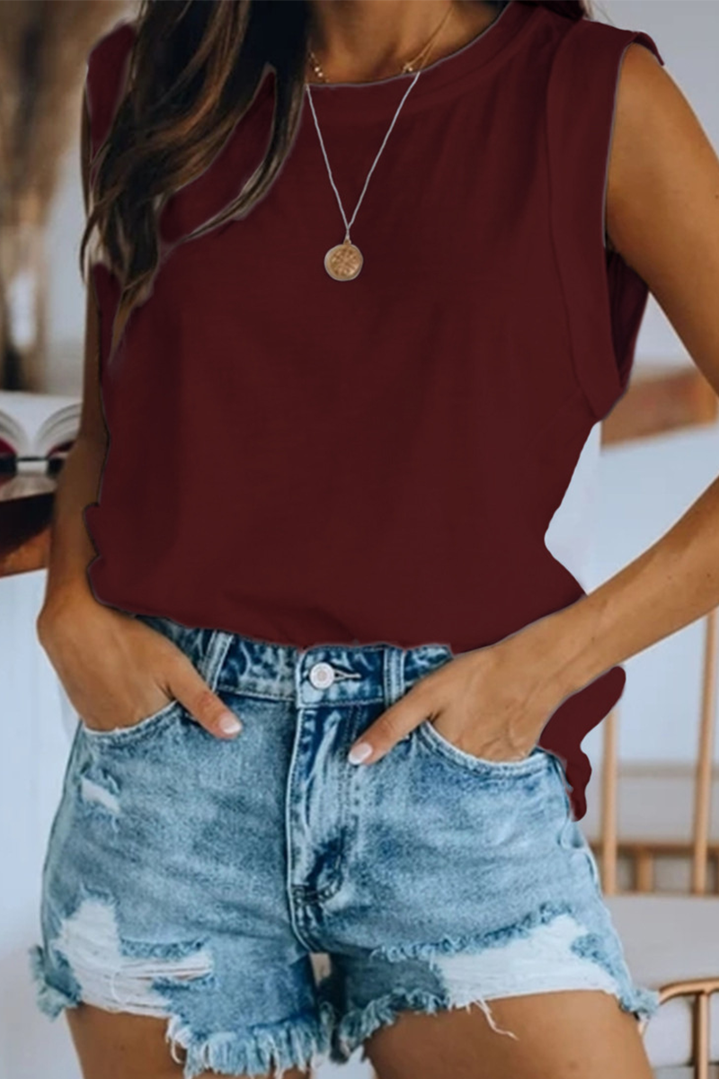 Camisetas básicas informales lisas de cuello redondo (4 colores)