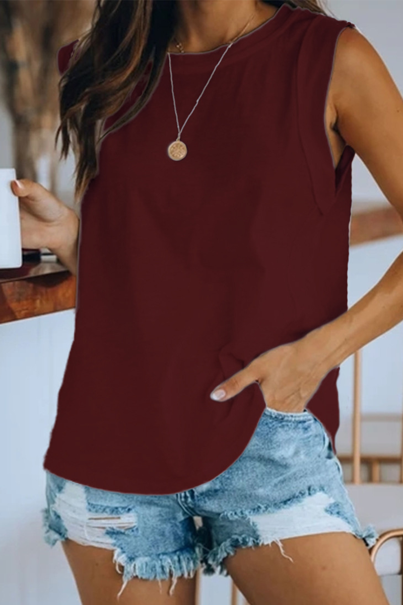 Camisetas básicas informales lisas de cuello redondo (4 colores)