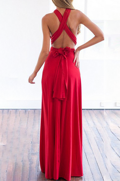 Vestido de noche elegante, de moda, liso, con abertura en la espalda y tirantes finos (20 colores)