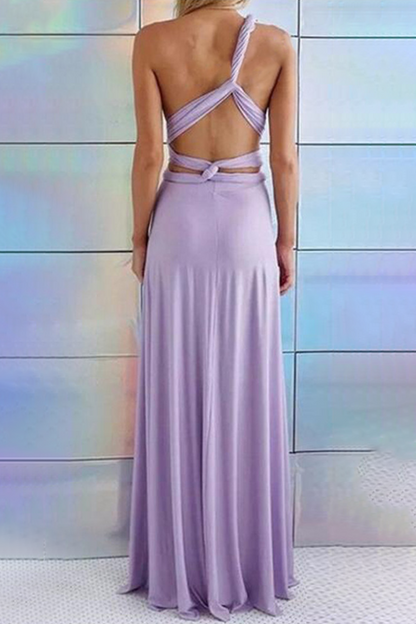 Vestido de noche elegante, de moda, liso, con abertura en la espalda y tirantes finos (20 colores)