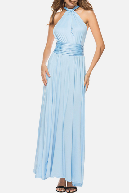 Fashion Elegant Solid Patchwork Backless Strap Design Evening Dress Dresses(20 Colors)
