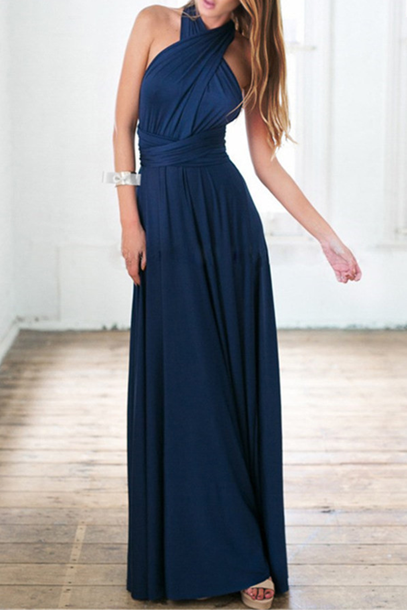 Vestido de noche elegante, de moda, liso, con abertura en la espalda y tirantes finos (20 colores)