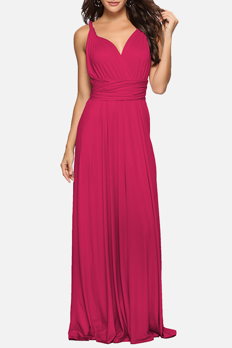 Vestido de noche elegante, de moda, liso, con abertura en la espalda y tirantes finos (20 colores)