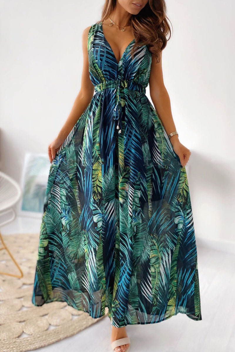 Vestidos de moda con escote en V y estampado dulce (4 colores)