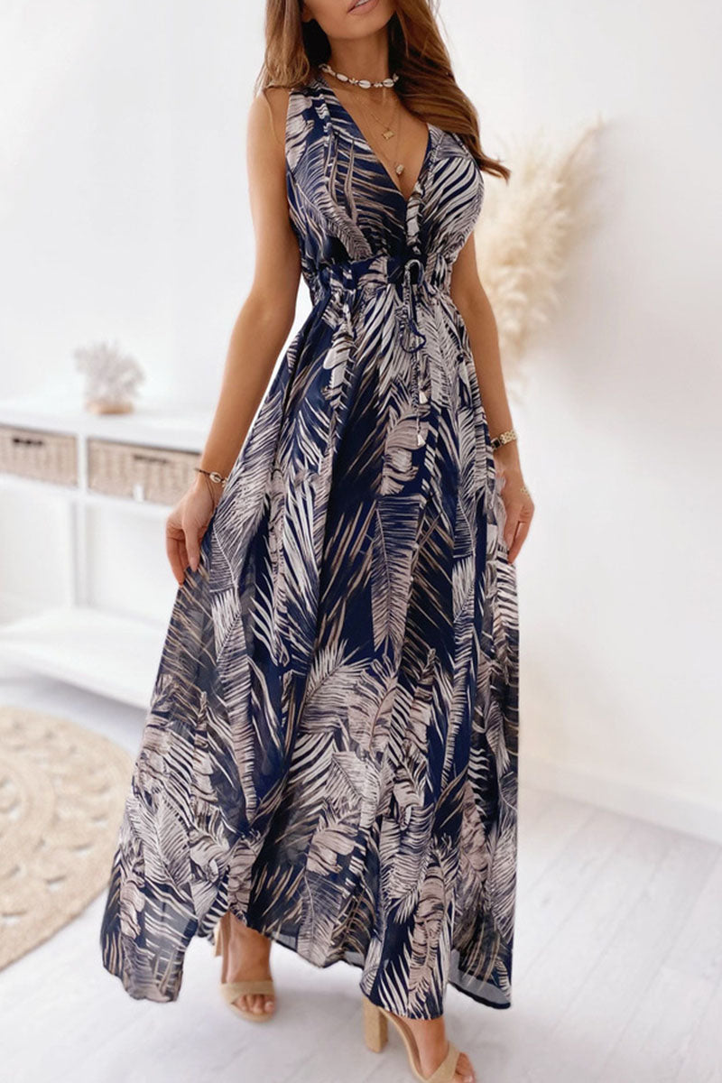 Vestidos de moda con escote en V y estampado dulce (4 colores)
