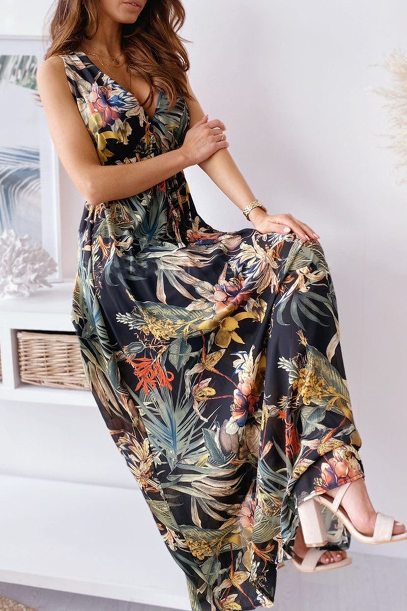 Vestidos de moda con escote en V y estampado dulce (4 colores)