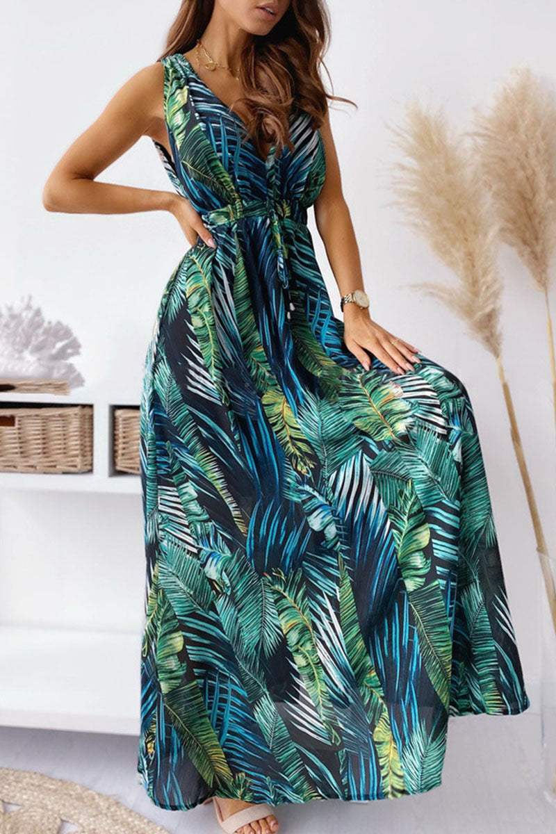 Vestidos de moda con escote en V y estampado dulce (4 colores)
