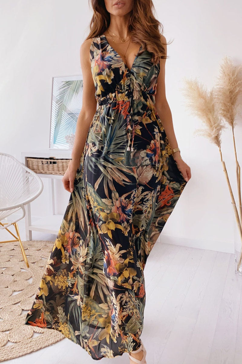Vestidos de moda con escote en V y estampado dulce (4 colores)