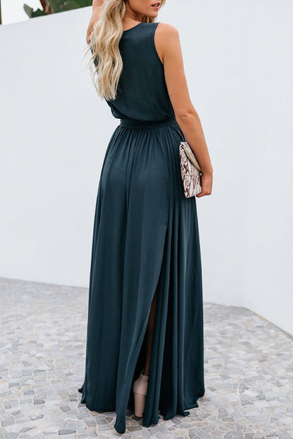 Vestidos de línea A con escote en V y abertura sólida de Fashion Street