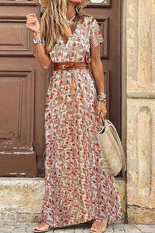 Vestidos elegantes de moda con abertura y escote en V, sin cinturón (7 colores)