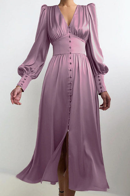 Vestidos de moda urbana con cuello en V, patchwork liso y corte A (6 colores)