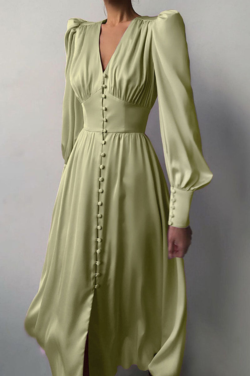 Vestidos de moda urbana con cuello en V, patchwork liso y corte A (7 colores)