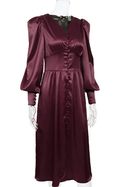 Vestidos de moda urbana con cuello en V, patchwork liso y corte A (7 colores)