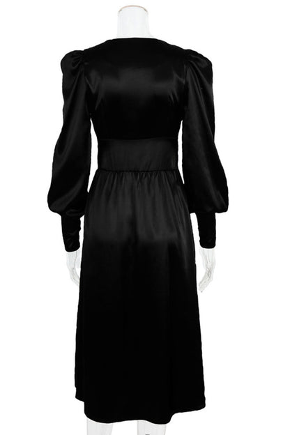 Vestidos de moda urbana con cuello en V, patchwork liso y corte A (7 colores)