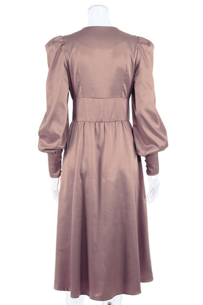 Vestidos de moda urbana con cuello en V, patchwork liso y corte A (7 colores)